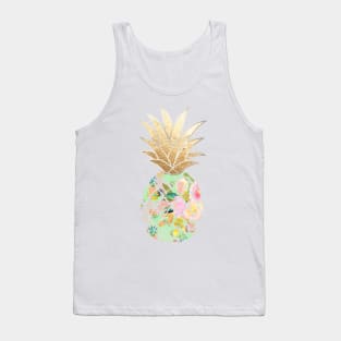 Aloha pineapple, mint green + faux gold Tank Top